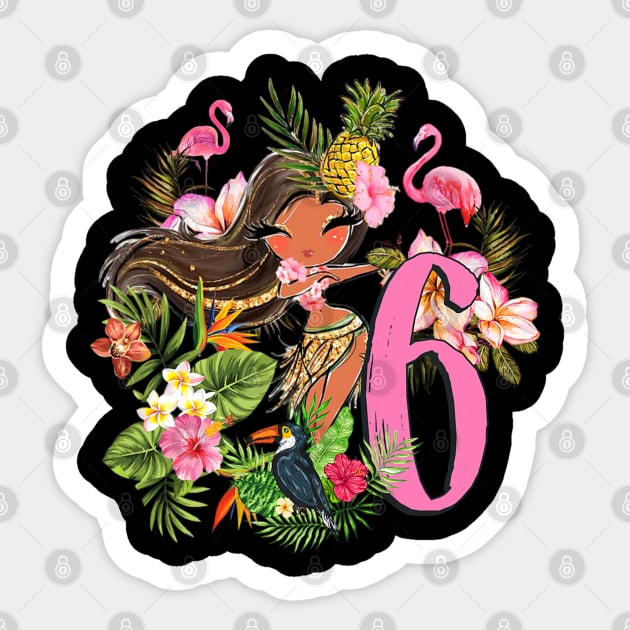 6th Birthday Party Summer Hula Hawaiian Luau Sticker by fatmehedo8